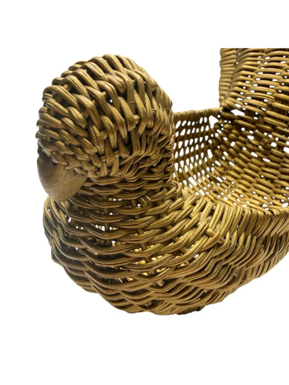 Vintage Gold Wicker Turkey Bird Basket Thanksgiving Fall Harvest Decor Centerpie
